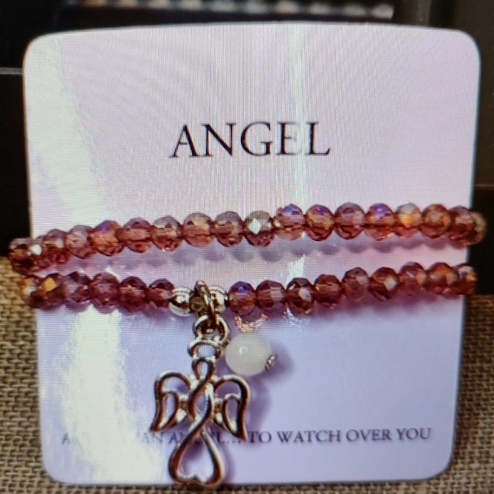 Avon Spring Wishes Angel Lavender Beaded Bracelet 2017